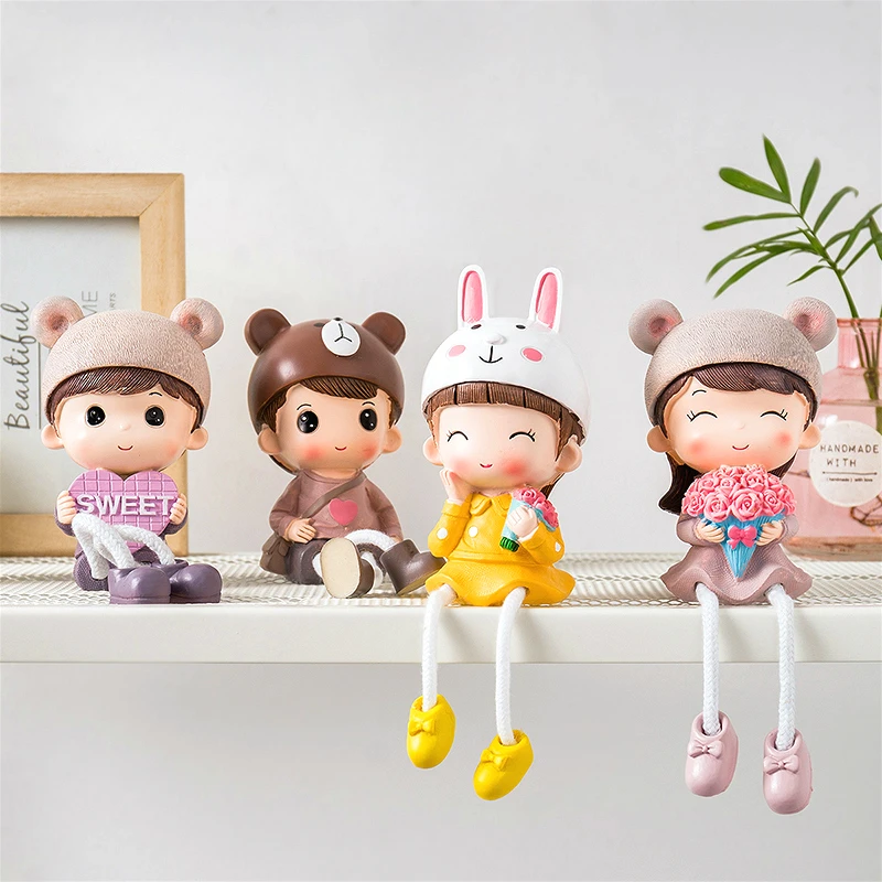 

2pcs/lot Nordic Cute Resin Hanging Dolls Home Decor Ornaments Home Decoration Accessories Hanging Leg Furnishings Christmas Gift