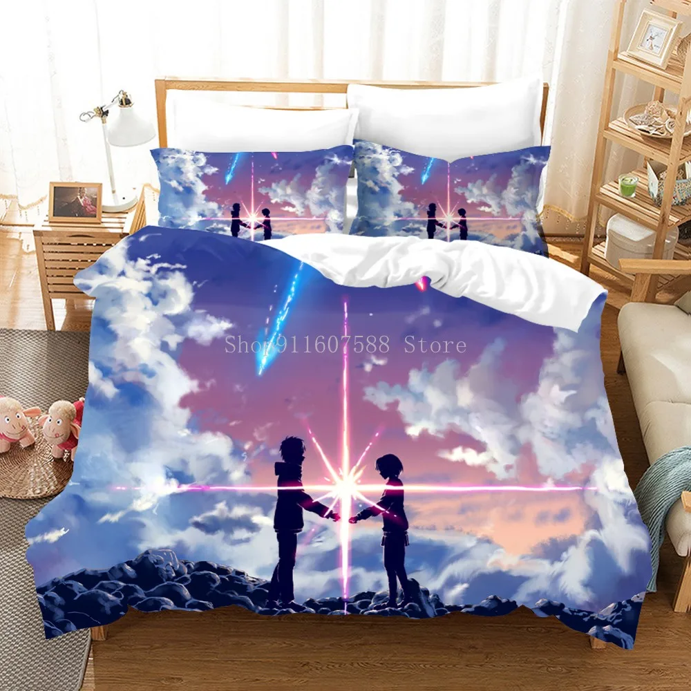 Hot Your Name Movie Bedding Set Home Textile Linens Beds Set Pillowcases 2/3Pcs Bed Cover Set Anime Duvet Cover