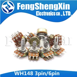 10pcs WH148 3pin 6pin 15mm B1K B2K B5K B10K B20K B50K B100K B250K B500K B1M Potentiometer 1K 2K 5K 10K 20K 50K 100K 250K 500K 1M