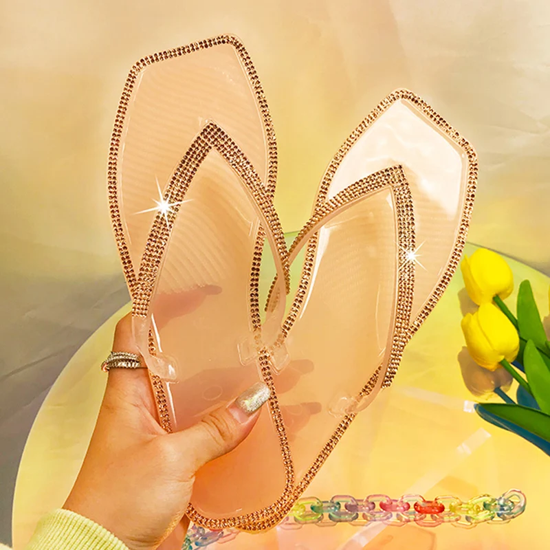 Women's Sandals 2023 Summer Shoes for Women Transparent Slippers Crystal diamond Women flip flop Ladies Slides Open Toe Shoes