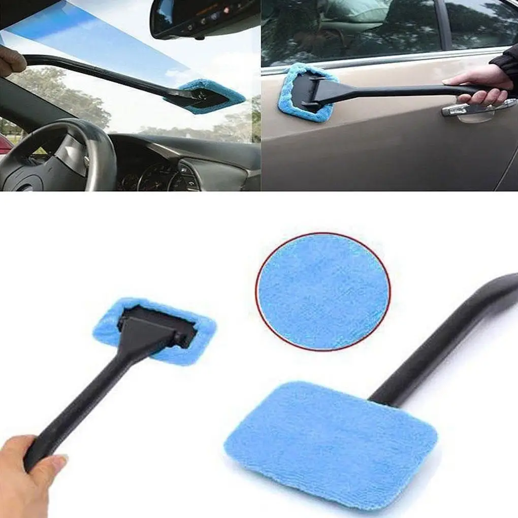 Car Window Cleaner Brush Kit Windshield Wiper Microfiber Wiper Cleaner Cleaning Brush Auto Cleaning Wash Tool With Long Handle