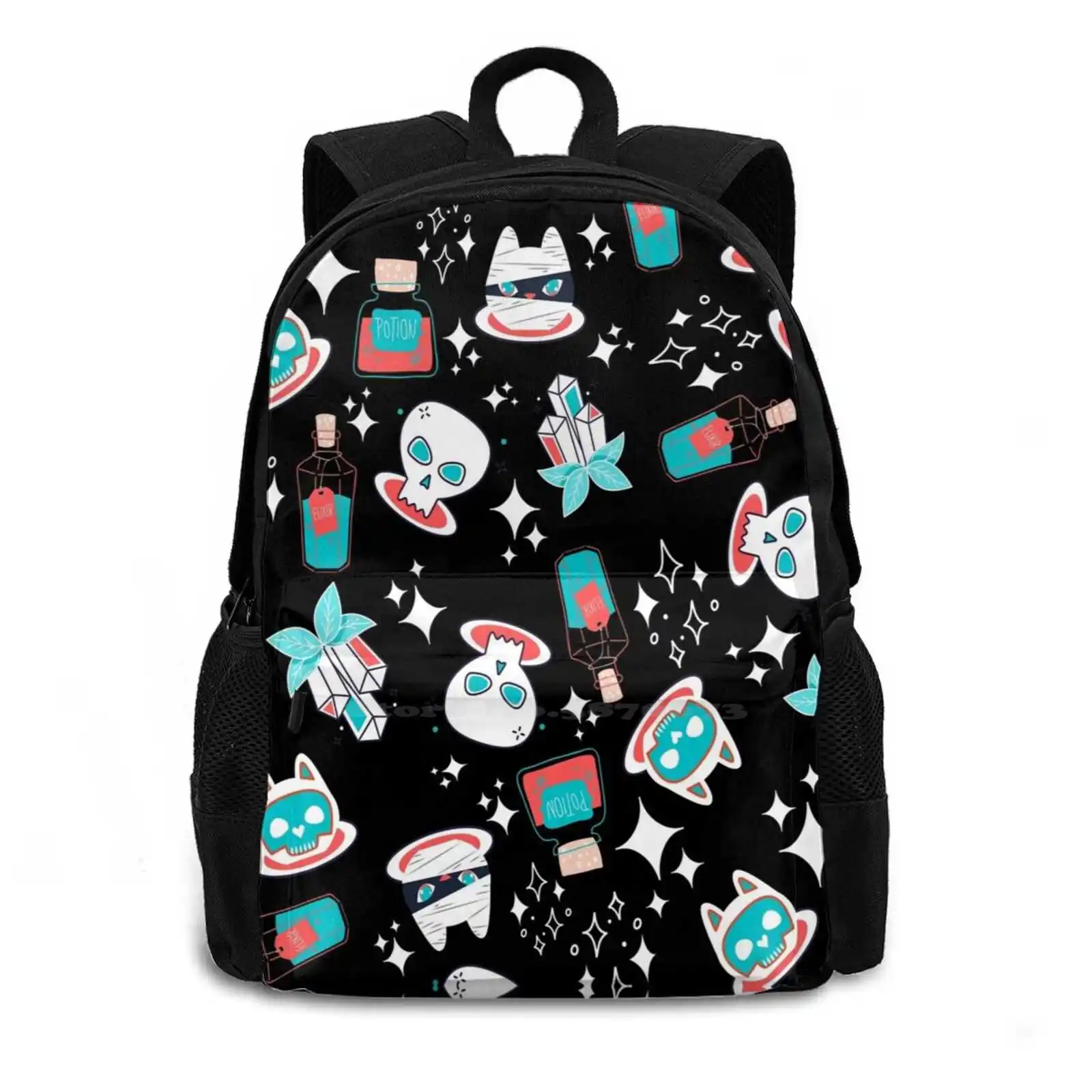 Funky Cat Skull Design Bag Backpack For Men Women Girls Teenage Colorful Funky Patterns Funny Texture With Skulls In Many