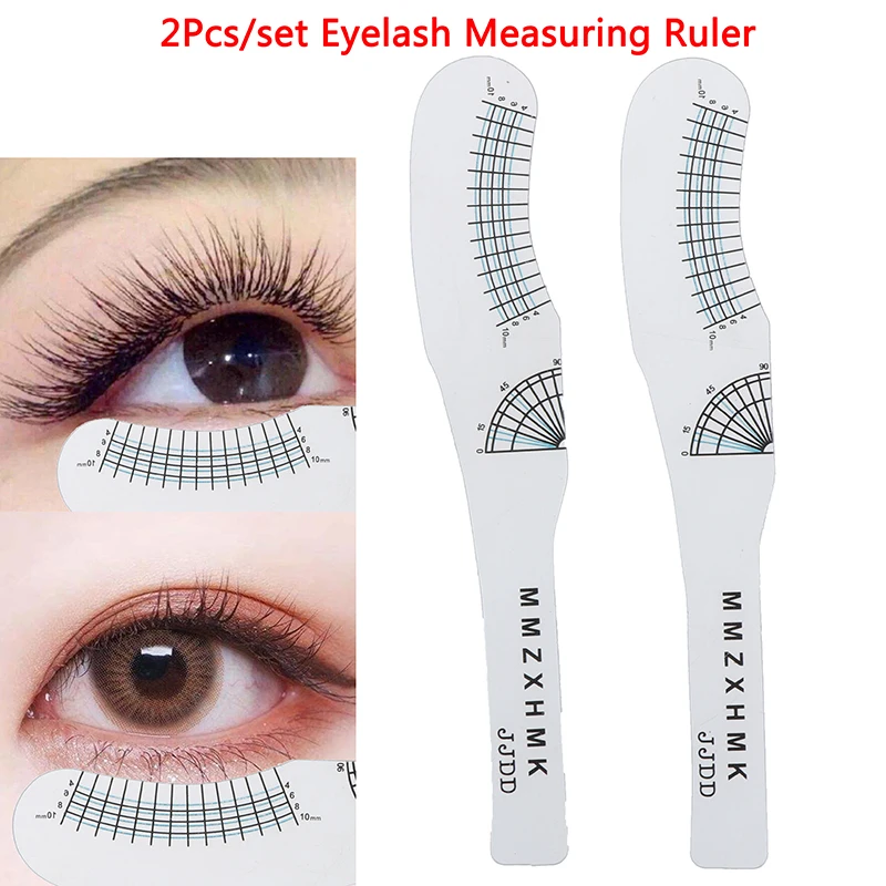 2pcs Eyelashes Length Curling Degree Ruler Eyelash Measuring Ruler Lashes Symmetrical Positioning Extension Styling Tool