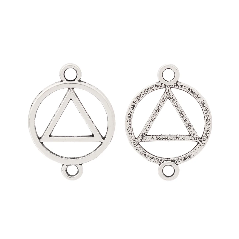 30 x Silver Color AA Alcoholics Anonymous Recovery Sobriety Triangle Symbol Connector Charms for Bracelet Jewelry Making 26x19mm