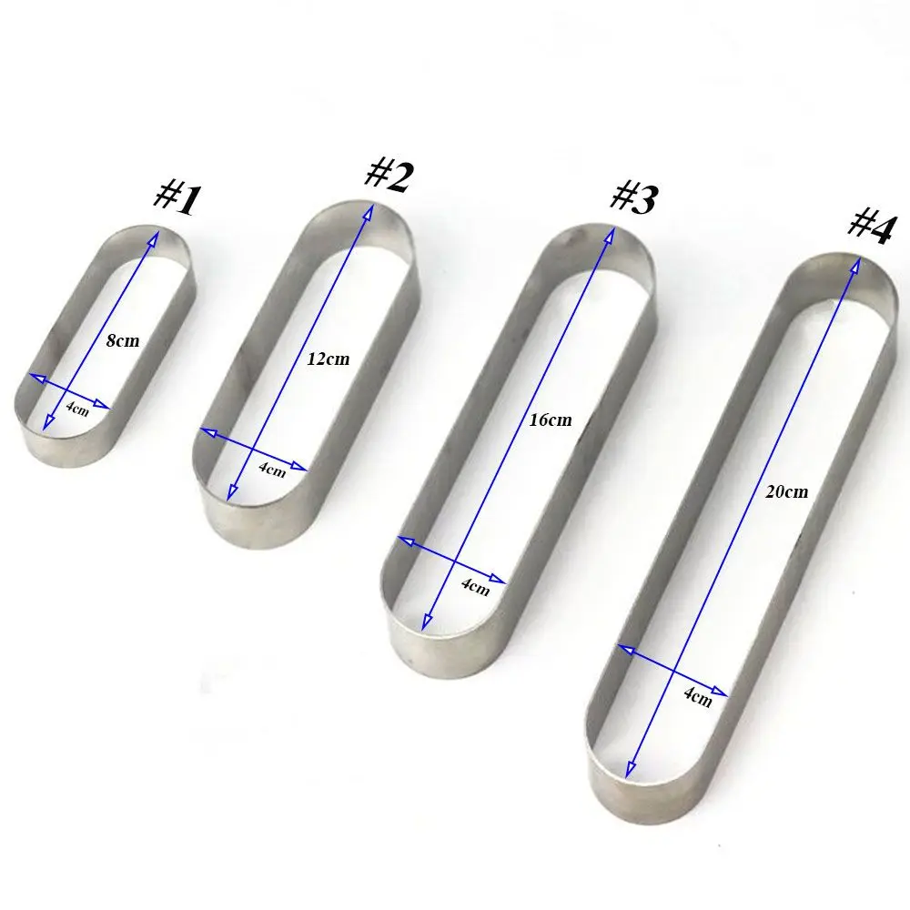 New Metal Mini Stainless Steel Cake Mold Mousse Ring Long Oval