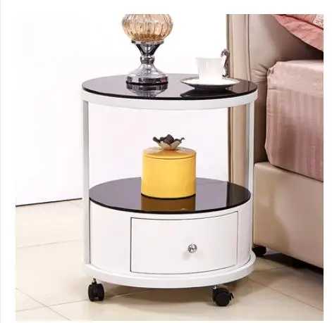 Fashionable round bedside table, simple modern European style, side table, corner table, storage cabinet, coffee table,