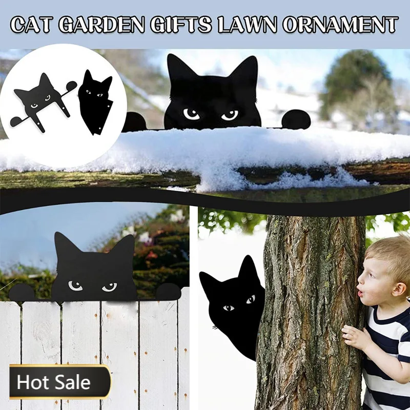 

Acrylic Black Peeping Cat Garden Outdoor Decoration Cute Cat Yard Sign Lawn Ornament for Cat Black Garden Cat Sculpture Gifts