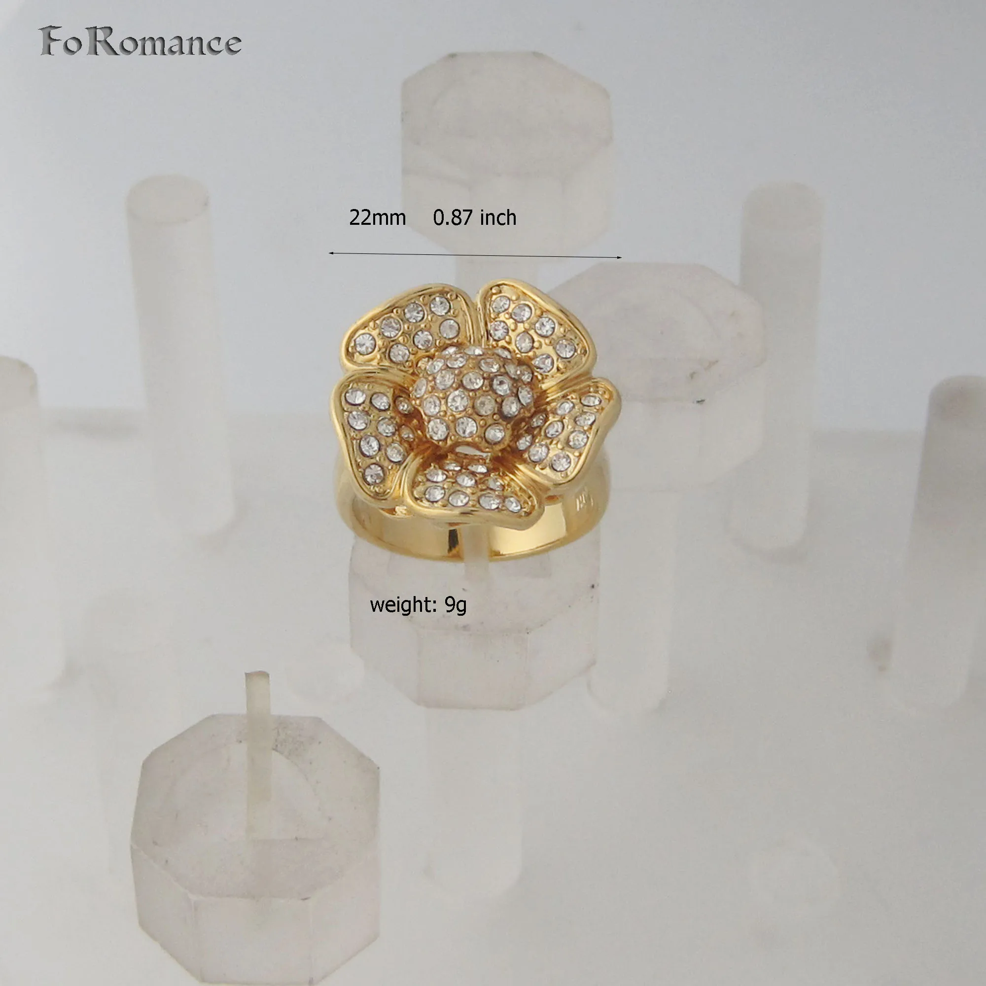YELLOW GOLD PLATED VIVID FLOWER HIGH SHINNING CZ STONE RING THE FLOWER IS KIND IN ROUND SHAPE SIZE 8 9 11