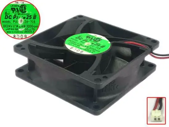 

Japan PUDC24Z4-705 DC 24V 0.1A 2-Wire 80X80X25mm Server Cooling Fan