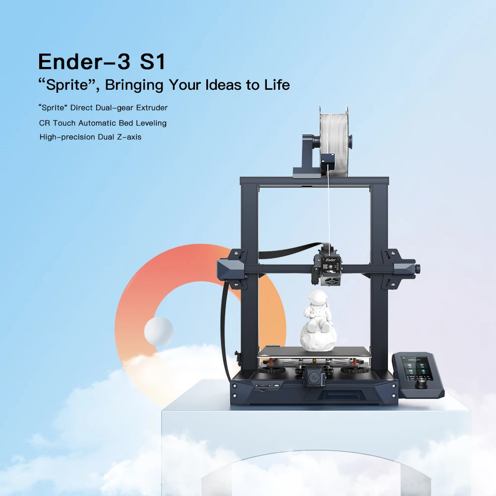 Imagem -03 - Creality Ender3 s1 Impressora 3d Dual-engrenagem Extrusora Dual Z-eixo 32bit Silencioso de Alta-precisão cr Toque Automático Fornecimento de Nivelamento de Cama