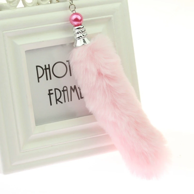 Fluffy Rabbit Fur Tail Keychain For Women Cute Girls Pompon Key Chain On Bag Car Trinket Female Jewelry Gift