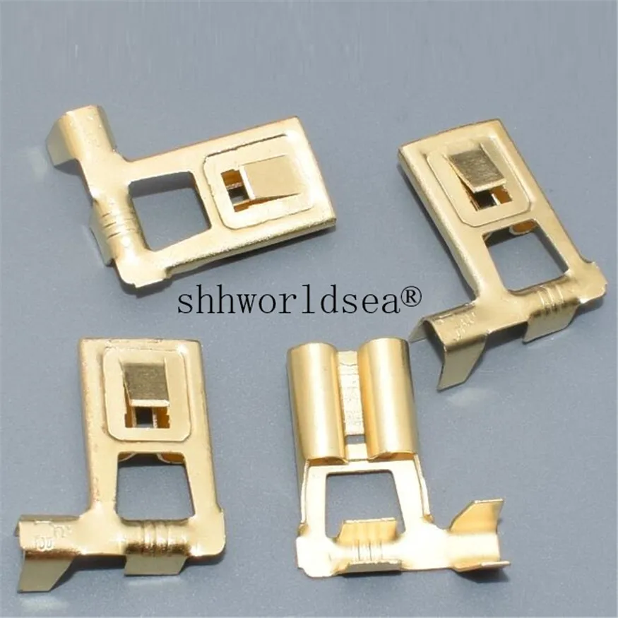 Shhworldsea 7.8mm H4 with thorn Female male Crimp Terminal Connector Gold Brass Silver Car Speaker Electric Wire Connectors