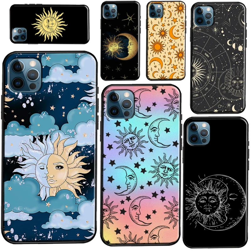 Sun Moons Star Astrological Celestial Soft Case For iPhone 12 Pro Max 13 Mini 11 14 Pro Max X XR XS Max SE2 8 7 Plus Phone Cover