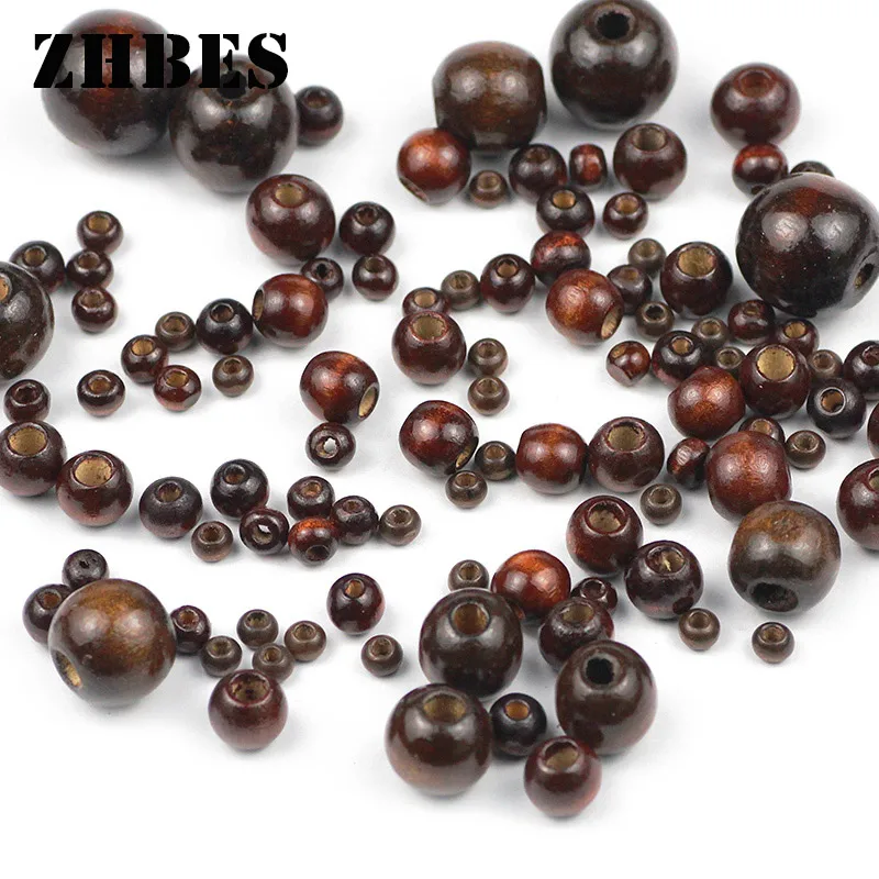 5-20MM Natural Wooden Ecofriendly Round Dark Brown Wood Beads Spacers Loose Beads For Jewelry Making DIY Bracelet Accessories