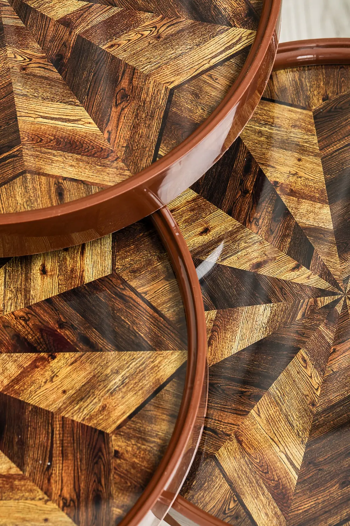 Retro Glass Above Special Print 3 pcs Zigon Coffee Table