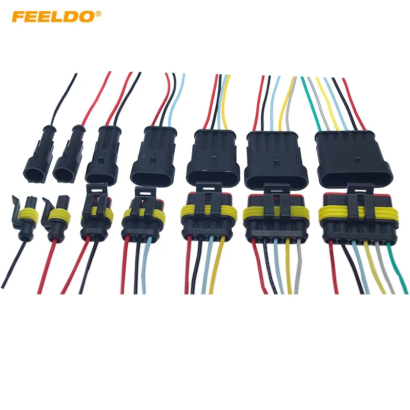 

FEELDO 20Pcs Auto Car Waterproof 1/2/3/4/5/6 Pin Way Electrical Connector Plug Wire Harness Motorcycle AWG HID Socket Adapter