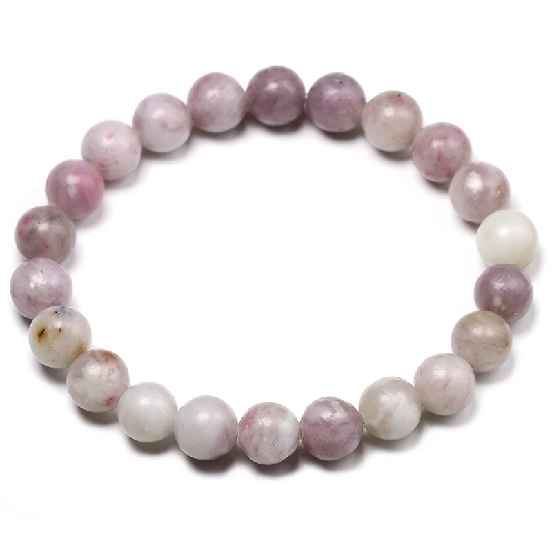 Natural Lepidolite Bracelet Bracelet Fashion Strand Jewelry Cleansing Healing Stone Bracelets Handmade Wrist Accessories