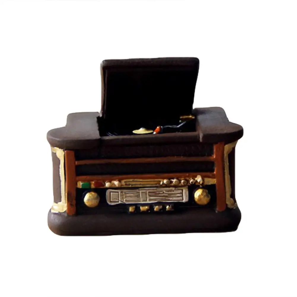 Retro Phonograph Typewriter Figurine Mini Sculpture Art Craft Table Decoration