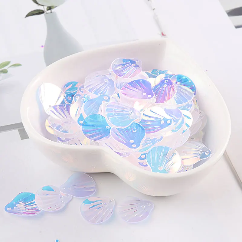 New 13mm shiny transparent shell shape loose sequins DIY sewing decoration wedding sequins handmade women's dress accessories