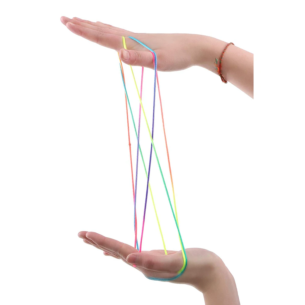 Kids Rainbow Colour Fumble Finger Thread Rope String Game Developmental Toy Puzzle Educational Game for Children Kids