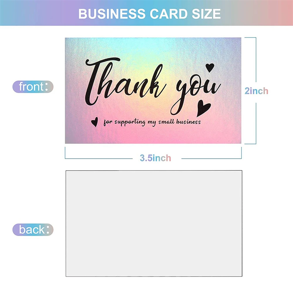 10-50 Pcs Thank You Cards for Supporting My Small Business Holographic Laser Cards Greeting Postcard for Online Retail Shopping