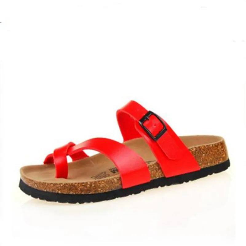 New Summer Man Beach Cork Slipper Flip Flops Shoes Men Solid Color Casual Slides Shoes Flat with Plus Size 35-45 Black Brown Red