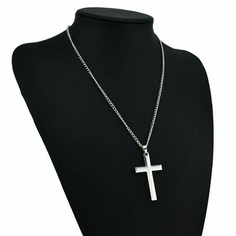 Fashion Classic Simple Cross Pendant Necklace For Women Men Stainless Steel Link Chain Charm Necklace Punk Hip Hop Jewelry Gift