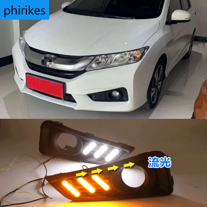 

1 set for Honda City Grace 2015 2016 LED DRL with turn signal relay 12V Car daytime running lights Fog lamp Accessories