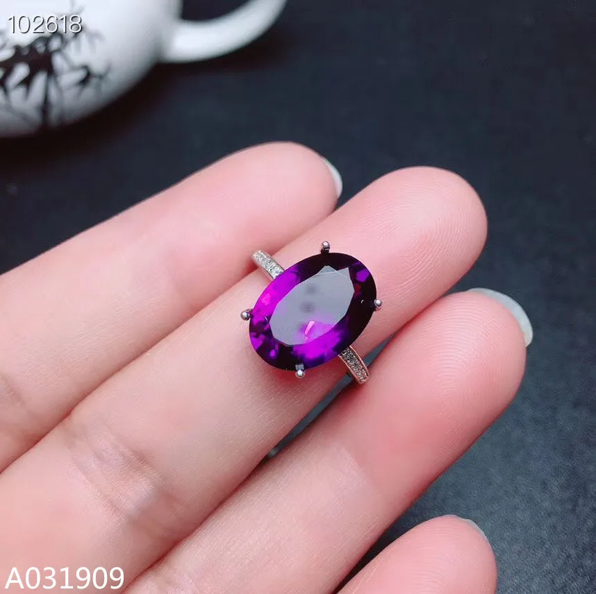 

KJJEAXCMY boutique jewelry 925 sterling silver inlaid Amethyst gemstone female male ring luxurious fashion