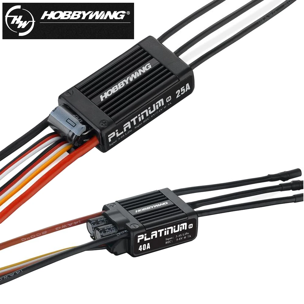 Hobbywing Platinum V4 25A/ 60A/ 80A/ 120A/ 130A/ 200A HV Brushless ESC BEC Output For RC Fixed-Wing Airplane Helicopter 3D EDF