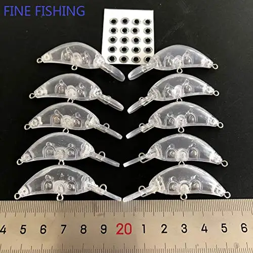 10pcs Unpainted Crankbait Fishing Lure Body 56mm 3.02g Blank Lures Free Eye 392#