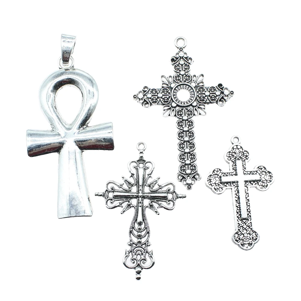 1pcs Charms Cross Antique Silver Color Big Cross Charms Pendant Jewelry Ankh Cross Charms For Jewelry Making