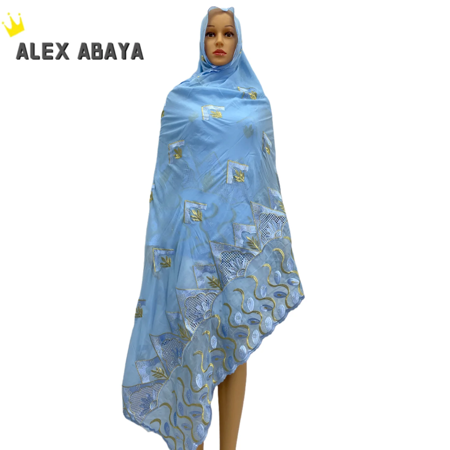 Nova mulher africana casual chiffon xale lenço de algodão islâmico estilo muçulmano tecido bordado turbante para hijabs atacado hijabs