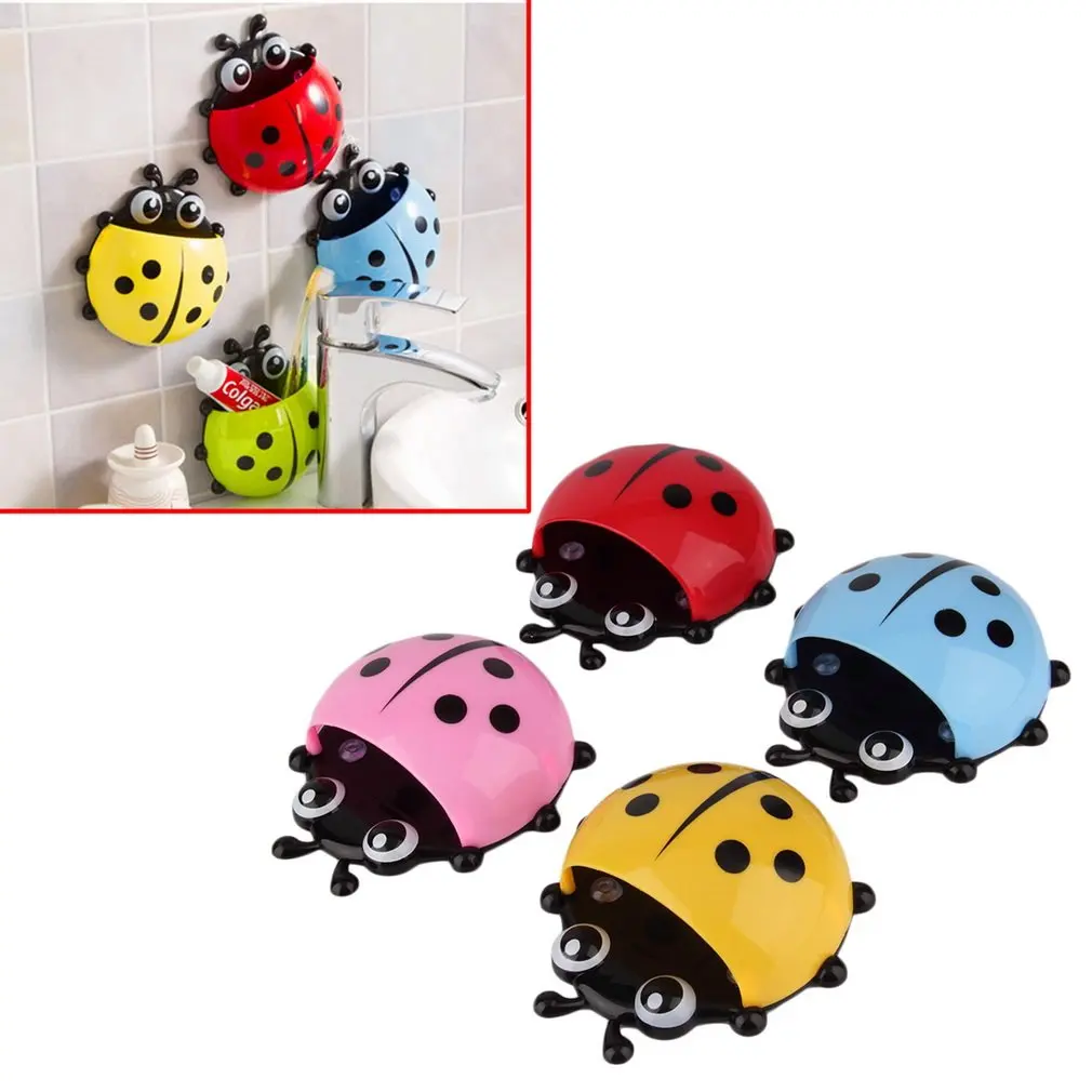 NEW Ladybug Animal Insect Toothbrush Holder Bathroom Cartoon Toothbrush Toothpaste Wall Suction Holder Rack Container Organizer
