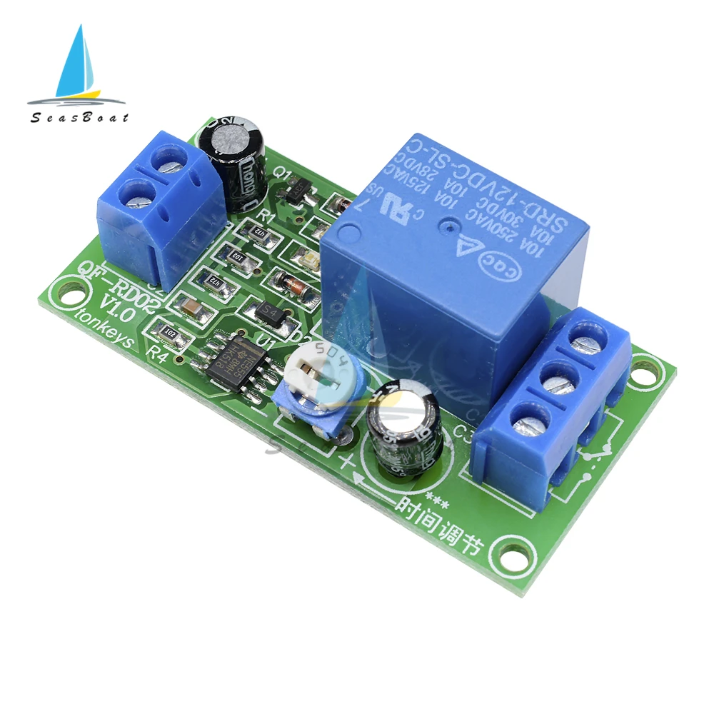 NE555 DC 12V Time Delay Relay Module Conduction Trigger Timing Delay Relays Timer Switch Pulse Generation Adjustable 0-60 Second