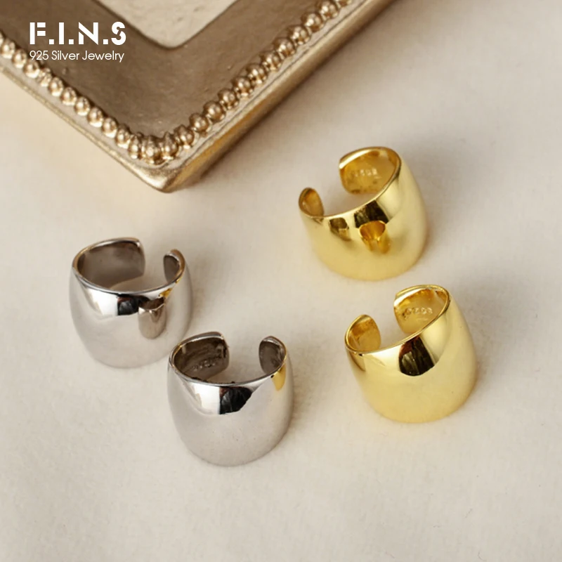 

F.I.N.S 1Piece Korea Style Authentic 925 Sterling Silver Glossy Ear Clip without Piercing Minimalist Fine Ear Cartilage Cuff