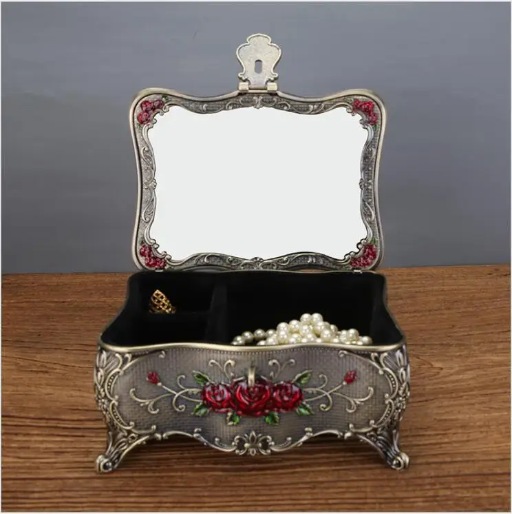 diamond painting Butterfly decorative  metal jewelry box tin box  ring storage containers jewlery organizer with mirror