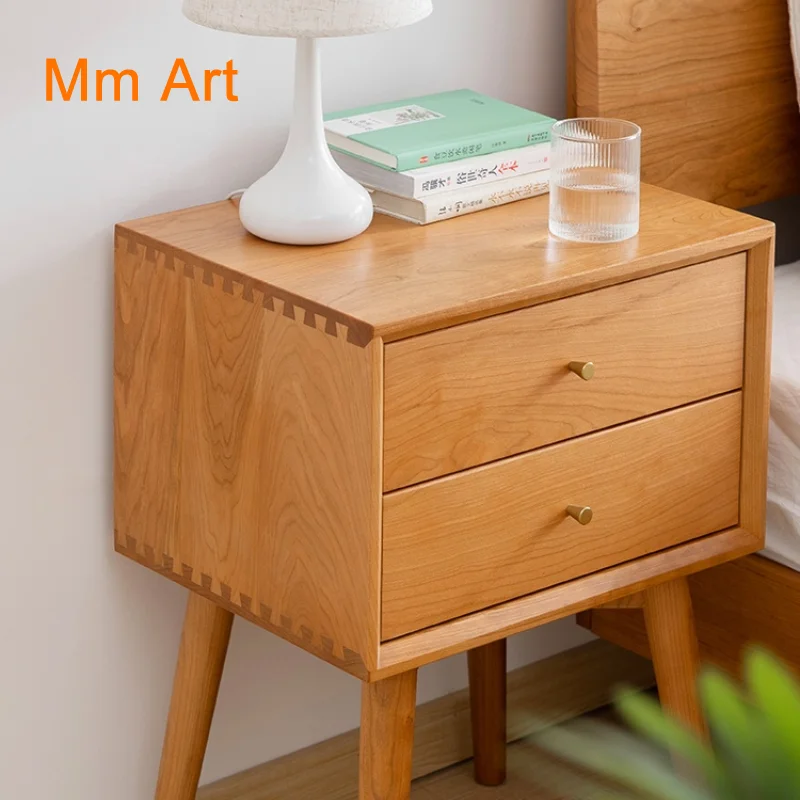 Nordic Bedside Table Simple Cherrywood Storage Small Corner Cabinet Solid Wood Bedside Cabinet