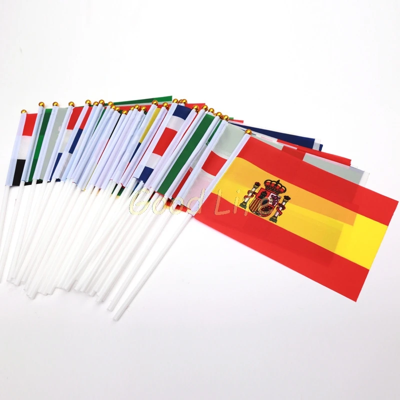 36pcs 204 EURO Cup Participating Countries Hand Flags With Poles Small bandeir Team banderas for Football Club Soccer Fans