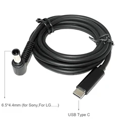 USB Type-C to 6.5*4.4mm DC Jack Laptop Charging Cable Connector Converter For Sony LG Notebook Power Supply Adapter PD Cord