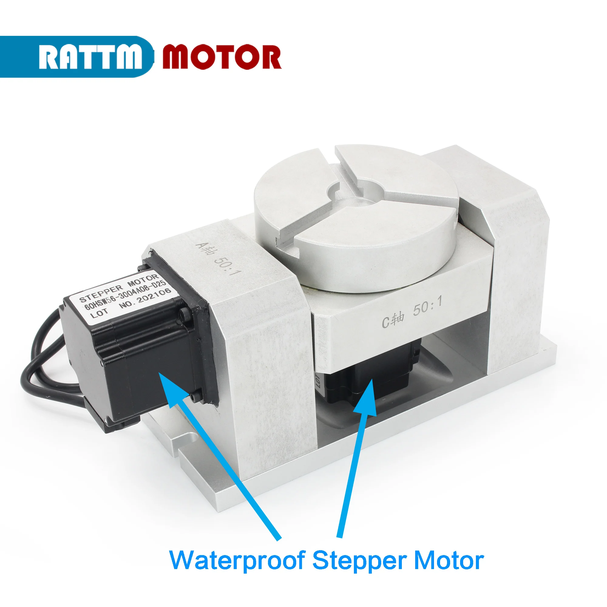 【New Updated】CNC 4th Fourth 5th Fifth A B Rotary axis Harmonic drive reducer dividing head Speed ratio 50:1 + Stepper Motor