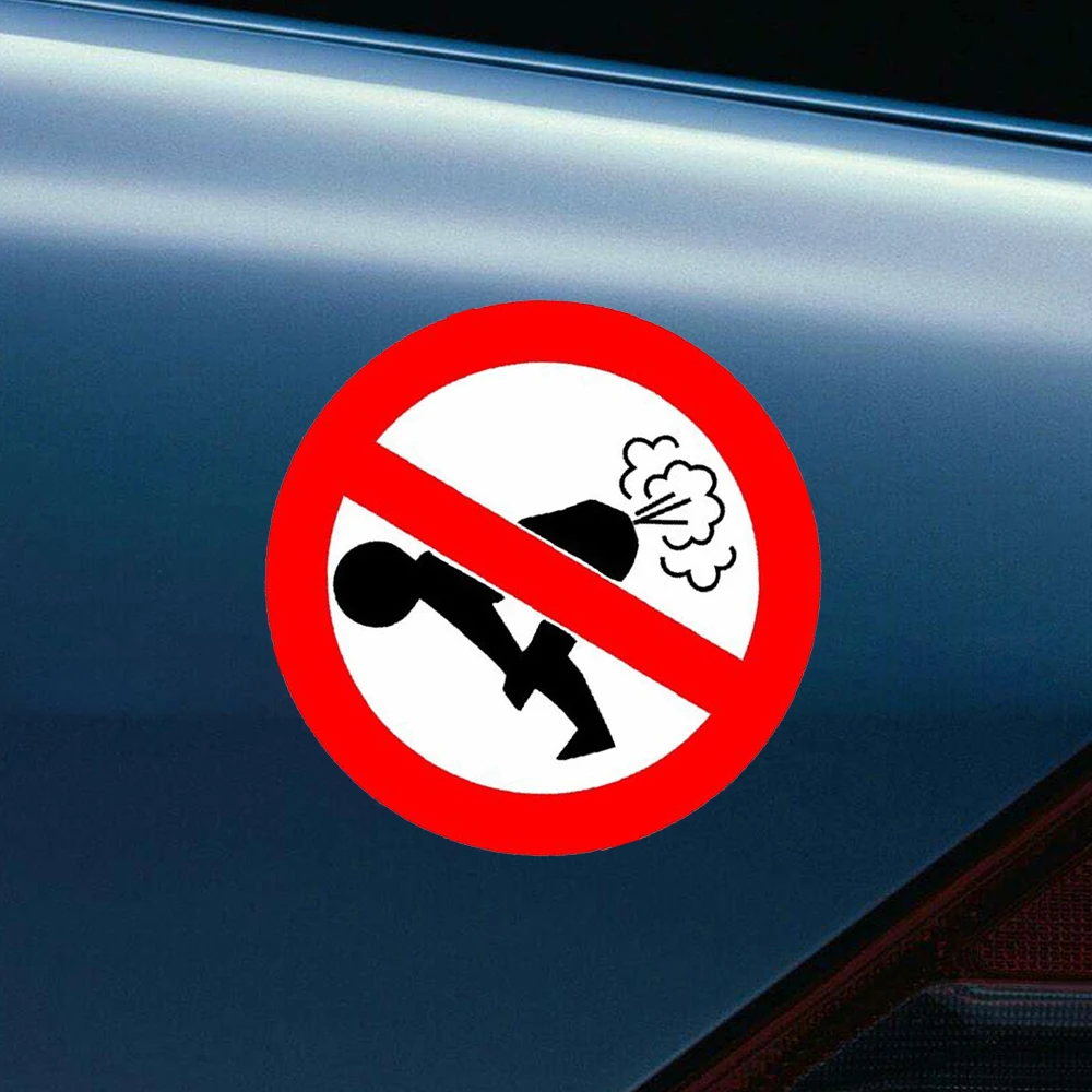 1Pcs Black No Farting Funny Decal PET Reflective Word Car Sticker Decoration Waterproof Accessories Universal 12cm*12cm