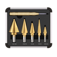 New Arrival High Quality 6pcs/Set HSS COBALT MULTIPLE HOLE 50 Sizes STEP DRILL BIT SET w Aluminum Case