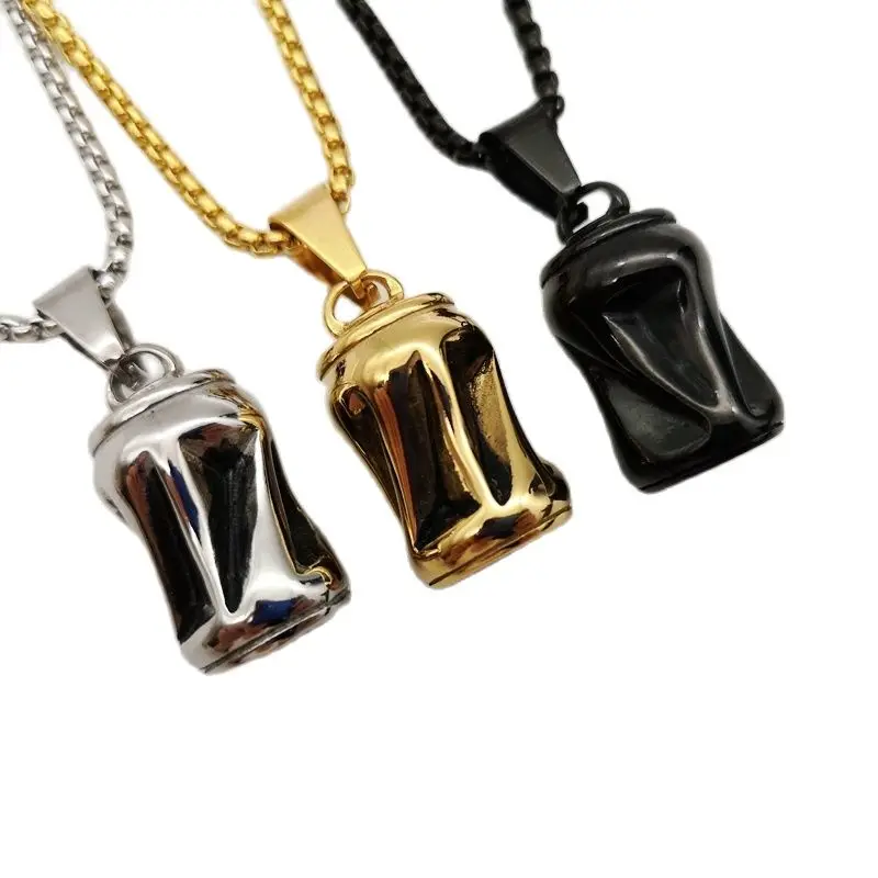 

New plated black/gold/silver color pull can pendant necklace stainless steel hip hop pop top can necklace hip hop jewelry