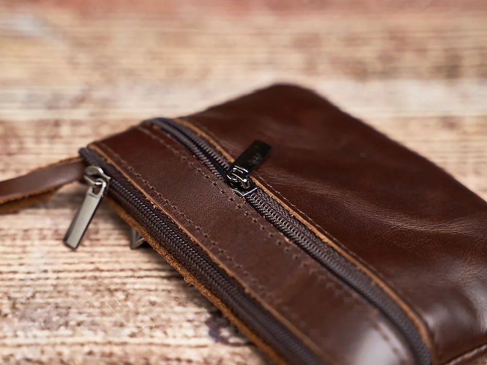Echtes Leder Mini Geldbörse Kleine Geldbörse Männer Frauen Braun Vintage Casual Kreditkarte Kleine Tasche Reißverschluss Tasche Schlüsseltasche NUPUGOO – Detail 6