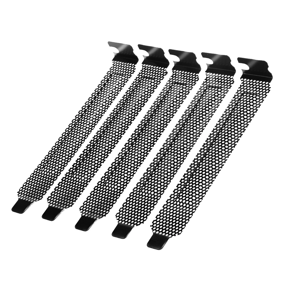 5pcs 120x20x12mm Hard Steel Black Mesh PCI Chassis Slot Covers Bracket Dust Filter With Screws Blanking Plate For PC Computer