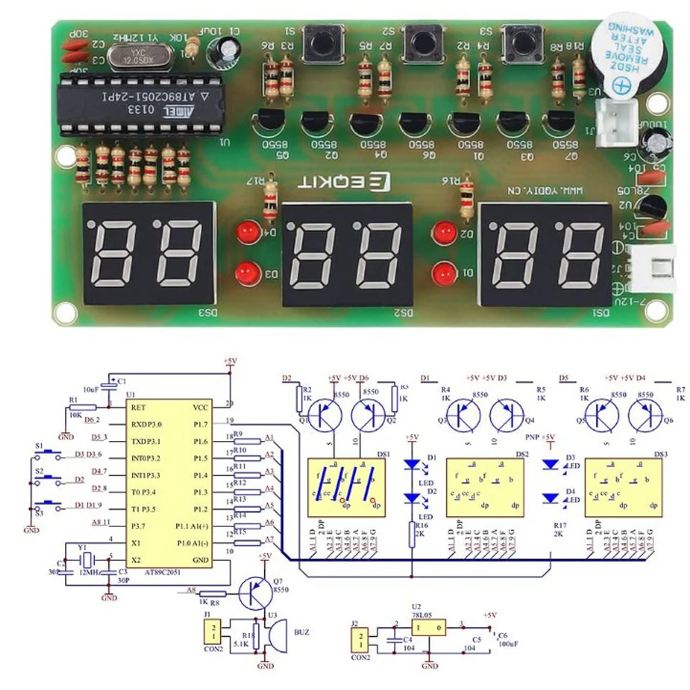 Kit elettronico orologio fai-da-te C51 6-Digital Clock salding Project Practice Component Welding per bengalers School Training Skill