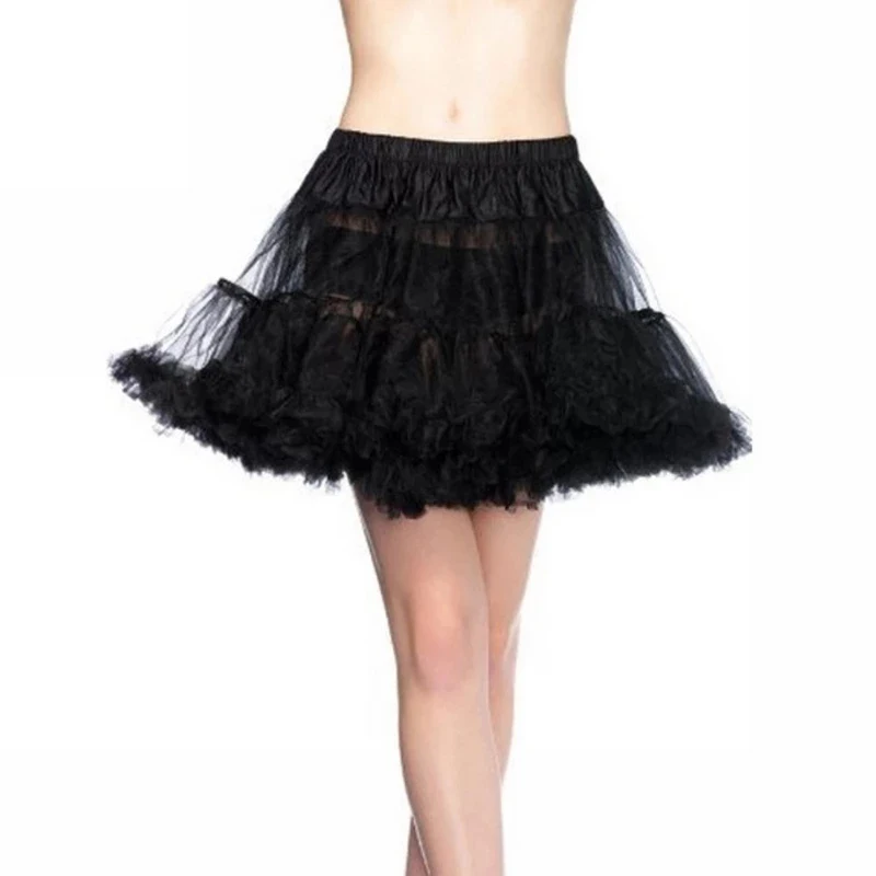 Anágua curta com babados feminina, Branco, Preto, Fofo, Bolha, Sexy, Saias Tutu de Tule, Inchado, Meio escorregadela, Crinolina de baile, Underskirt