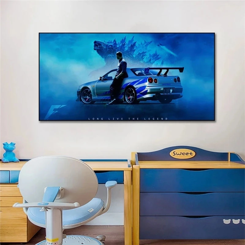 Nissan Skyline R34 Modern Car Canvas Painting Posters and Prints Living Room Home Bedroom Bar Decoration Wall Art Hd Picture