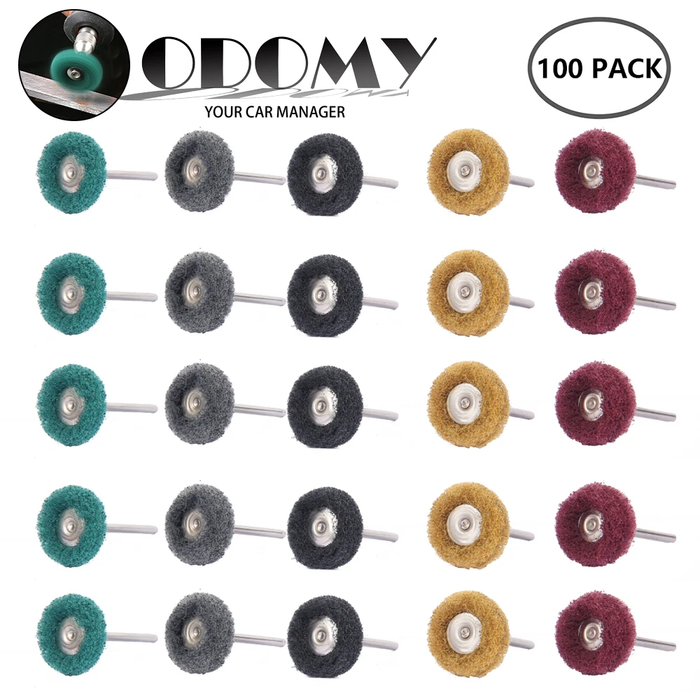 100pcs Mini Drill Abrasive Nylon Brush Buffing Polishing Wheels 3.0mm Shank Metal Polish for Dremel Rotary Tool Accessories Set